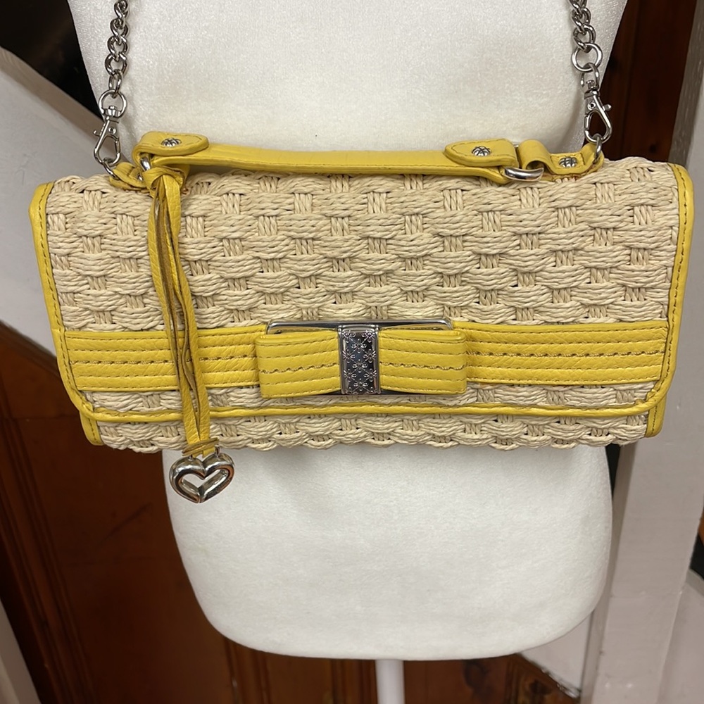 005. NWOT Beautiful Brighton Convertible Yellow Straw Shoulder Bag - Picture 2 of 10